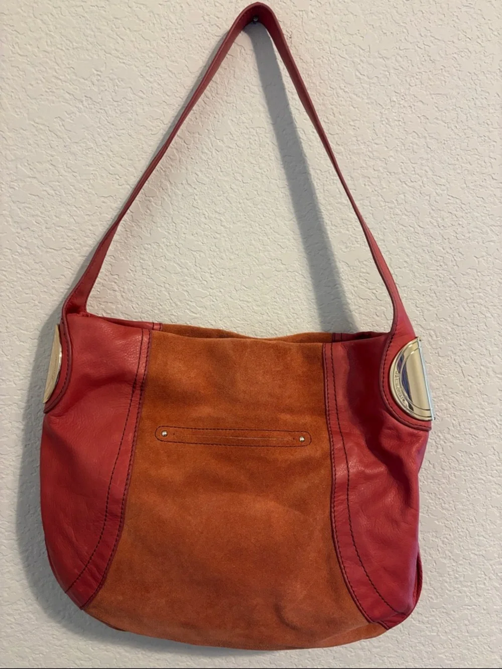 B. Makowsky Suede Leather Shoulder Bag in Burnt Orange - Picture 4 of 9